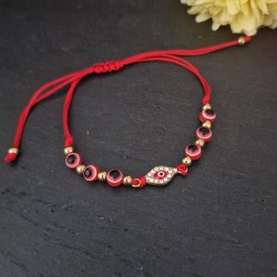 Pulseira Ajustável Mau Olhado [Olho Turco] - Vermelho