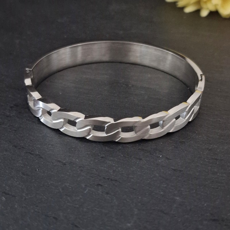 Pulseira Aço Inox Efeito Trança - Prateado